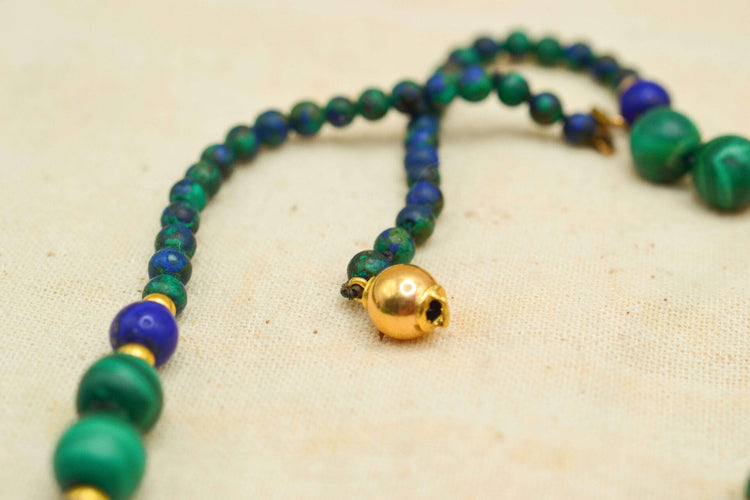 Collier Collier en or jaune 18 carats, malachite et lapis-lazuli 58 Facettes 3989
