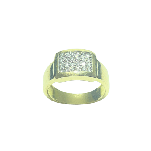 Bague chevalière en or jaune 18 carats et diamants 58 Facettes 260143