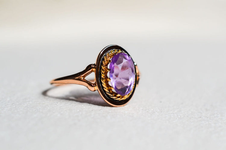 Bague 55 Bague améthyste en or rose 18 carats 58 Facettes Ref3954