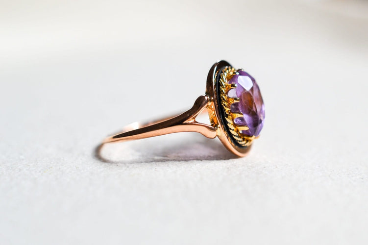 Bague 55 Bague améthyste en or rose 18 carats 58 Facettes Ref3954