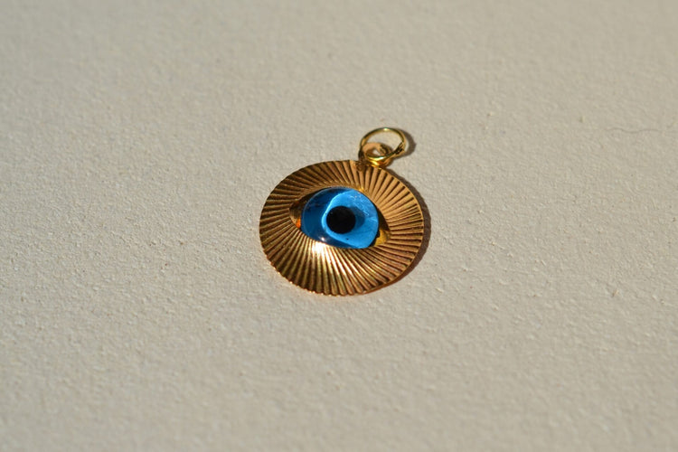 Pendentif Pendentif œil protecteur en or jaune 18 carats et pierre bleue 58 Facettes 3932