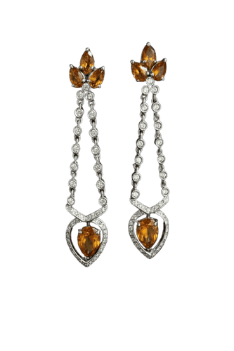 Haute joaillerie italienne - Boucles d'oreilles diamants et topazes 58 Facettes
