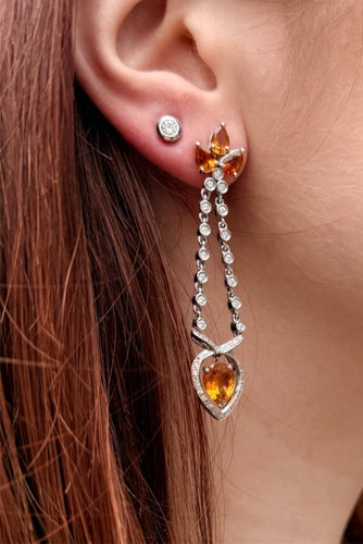 Haute joaillerie italienne - Boucles d'oreilles diamants et topazes 58 Facettes