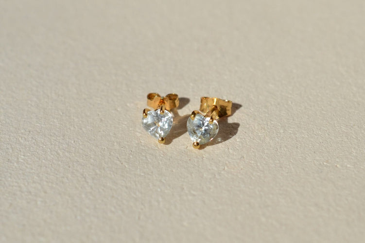 Boucles d'oreilles Boucles d'oreilles cœur en or jaune 18 carats et aigues-marines 58 Facettes 3941