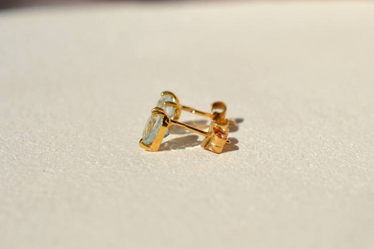 Boucles d'oreilles Boucles d'oreilles cœur en or jaune 18 carats et aigues-marines 58 Facettes 3941