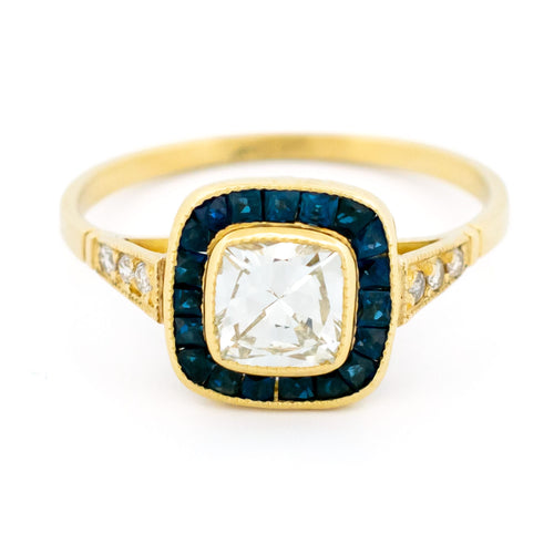 Bague 56 Revival - Bague cible en or jaune 14 ct, diamant et saphirs 58 Facettes DA1A09255C614D638CFD0F8B2578C8BE