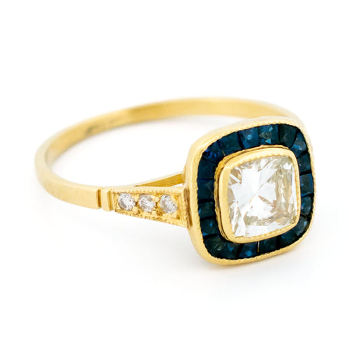 Bague 56 Revival - Bague cible en or jaune 14 ct, diamant et saphirs 58 Facettes DA1A09255C614D638CFD0F8B2578C8BE
