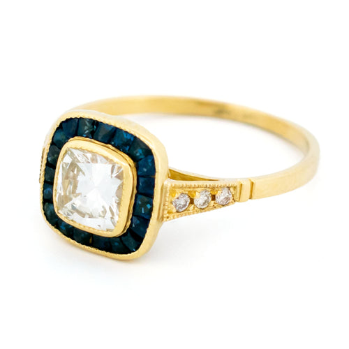 Bague 56 Revival - Bague cible en or jaune 14 ct, diamant et saphirs 58 Facettes DA1A09255C614D638CFD0F8B2578C8BE