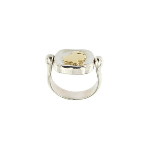 Bague 51 Dodo - Bague tournante animalier en argent et or jaune 58 Facettes 19394