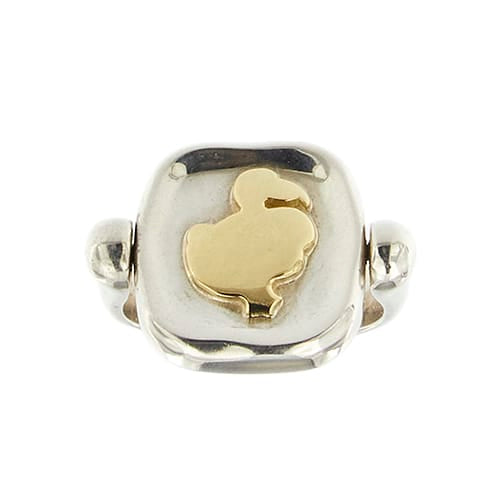 Dodo - Bague tournante animalier en argent et or jaune 58 Facettes 19394
