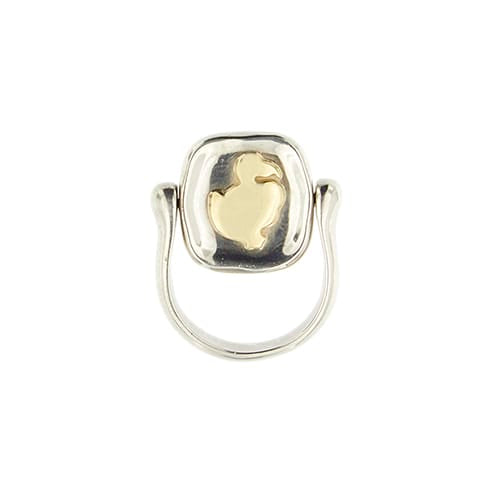 Bague 51 Dodo - Bague tournante animalier en argent et or jaune 58 Facettes 19394