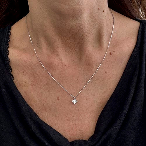 Collier point lumière en or blanc et diamant 0,24 ct 58 Facettes 39095