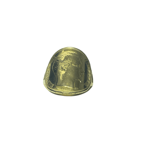 Bague 55 Bague Napoléon 20 francs en or jaune 18 carats 58 Facettes 260109