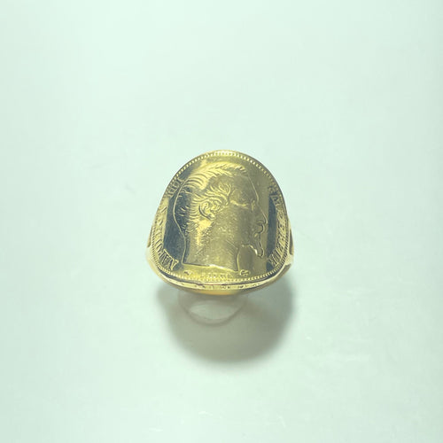 Bague Napoléon 20 francs en or jaune 18 carats 58 Facettes 260109
