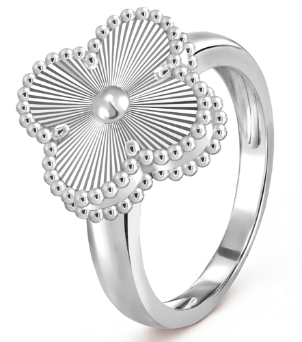 53 Van Cleef & Arpels Vintage Alhambra - Bague guillochée en or blanc 58 Facettes