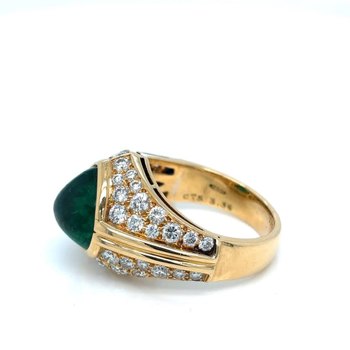 Bague 52 Bvlgari Trombino - Bague en or 18K, émeraude et diamants 58 Facettes