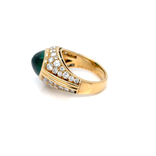 Bague 52 Bvlgari Trombino - Bague en or 18K, émeraude et diamants 58 Facettes