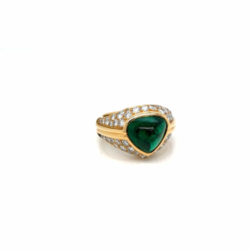 Bague 52 Bvlgari Trombino - Bague en or 18K, émeraude et diamants 58 Facettes