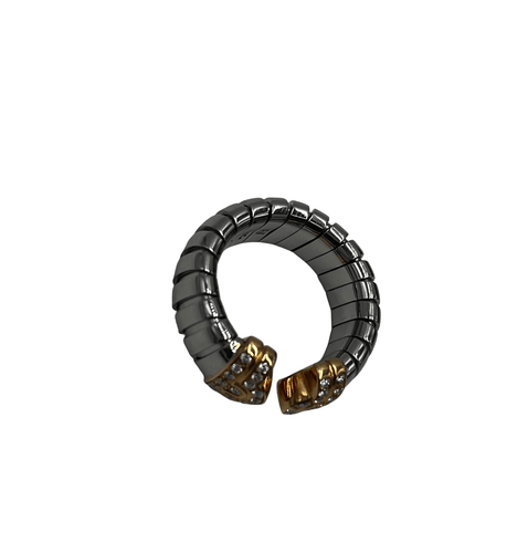 Bague Bvlgari Bulgari Tobugas Gold and Steel Diamond Cuff Cuff Ring 58 Facettes jj123ed2zm