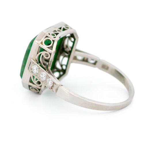Bague 56 Bague en platine avec jade et diamants 58 Facettes 5CA8F9EAC6AE4BCCA7138FB57A7A57D4