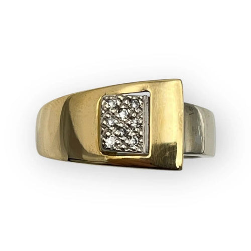 Bague 55 Bague en or blanc et jaune avec diamants 58 Facettes 149059280