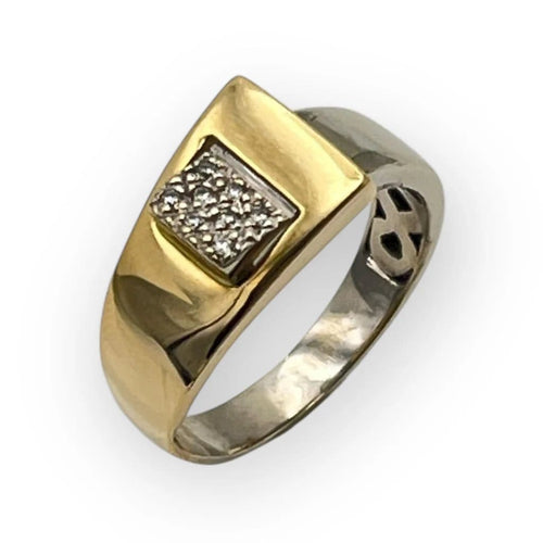 Bague 55 Bague en or blanc et jaune avec diamants 58 Facettes 149059280