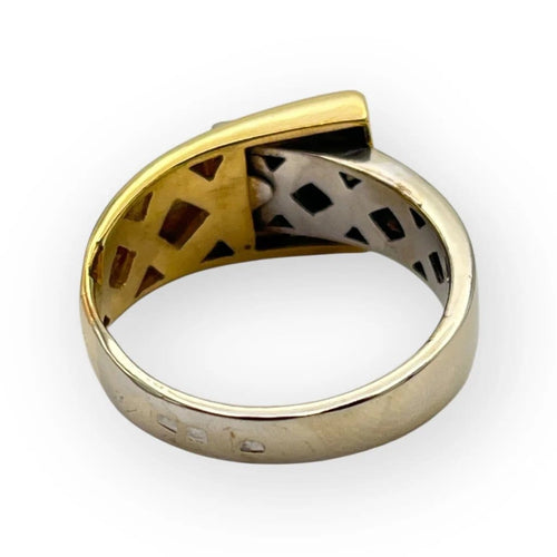 Bague 55 Bague en or blanc et jaune avec diamants 58 Facettes 149059280