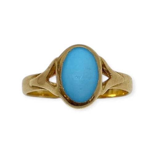 Bague 60 Bague pierre bleue ovale en or jaune 750 58 Facettes 330089595
