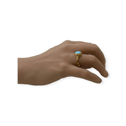 Bague 60 Bague pierre bleue ovale en or jaune 750 58 Facettes 330089595