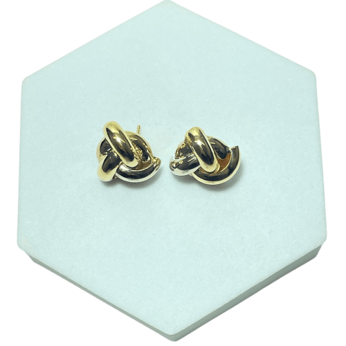 Boucles d'oreilles entrelacées en or jaune 18 carats 58 Facettes 260055