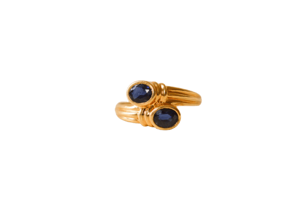 Bague Toi et Moi en or jaune 18 carats et saphirs 58 Facettes Ref3581