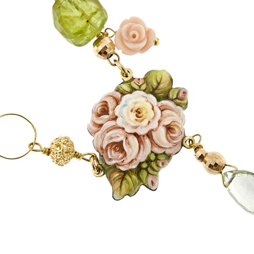 Gabriella Rivalta - Collier fleur émaillée en or jaune, corail et gemmes 58 Facettes 36331