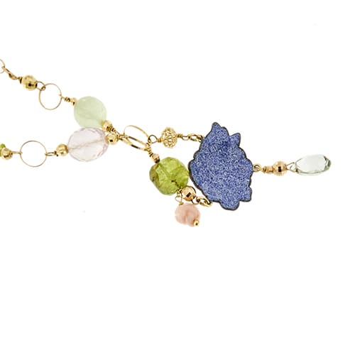 Gabriella Rivalta - Collier fleur émaillée en or jaune, corail et gemmes 58 Facettes 36331