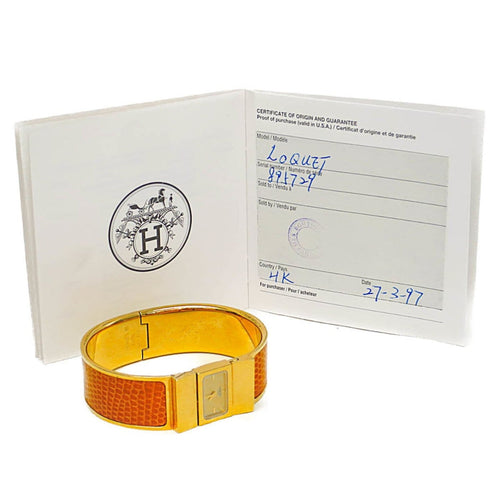 Montre Hermès Loquet - Montre quartz plaquée or et lézard 58 Facettes r2qb5jyoc8