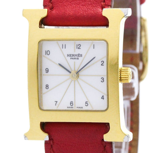 Hermès Heure H - Montre quartz en acier et cuir