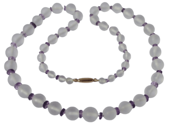 Collier Art Déco - Collier en chute cristal de roche et améthyste en or rose 18 carats 58 Facettes Collier