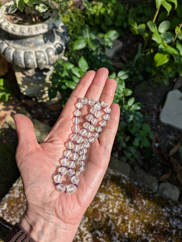 Collier Art Déco - Collier en chute cristal de roche et améthyste en or rose 18 carats 58 Facettes Collier