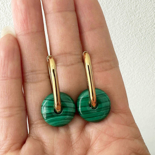 Boucles d'oreilles AITCHES - Boucles d'oreilles Jullie en argent 925 et malachite verte 58 Facettes SER1020YG