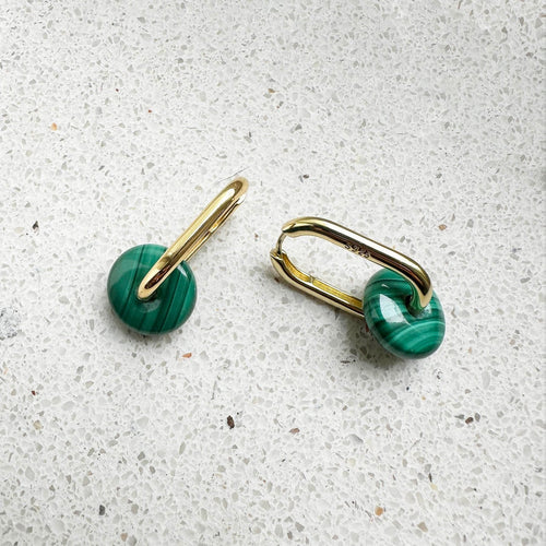 Boucles d'oreilles Jullie - Boucles d’oreilles en malachite verte 58 Facettes SER1020YG