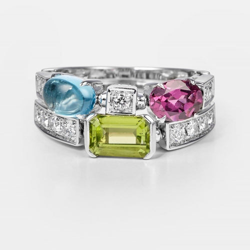 Bague 54 BVLGARI Allegra - Bague en or blanc diamants et pierres fines 58 Facettes 175