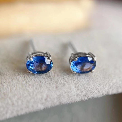 Boucles d'oreilles Single Tulip - Boucles d'oreilles en or blanc 18K et saphirs 58 Facettes GER1047BL
