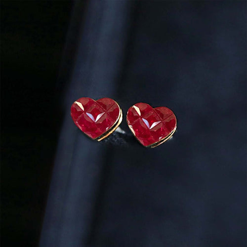 Boucles d'oreilles Heart to Have - Boucles d'oreilles en or 18K et rubis 58 Facettes GER1343YG