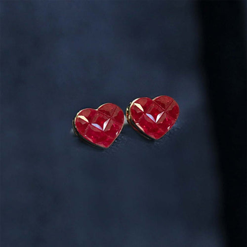 Boucles d'oreilles Heart to Have - Boucles d'oreilles en or 18K et rubis 58 Facettes GER1343YG