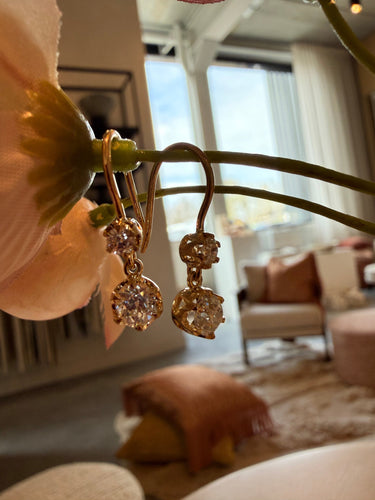 Boucles d'oreilles en or jaune 18K et diamants taille ancienne 58 Facettes