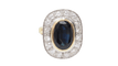 Bague 53.5 Bague pompadour en or jaune, platine, saphir et diamants 58 Facettes 32642