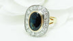 Bague 53.5 Bague pompadour en or jaune, platine, saphir et diamants 58 Facettes 32642