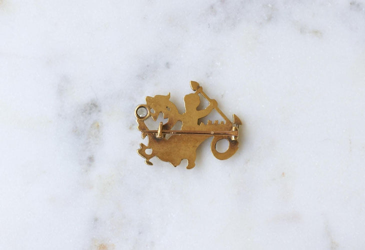Broche Broche ancienne Amour au dragon en or jaune et diamant 58 Facettes