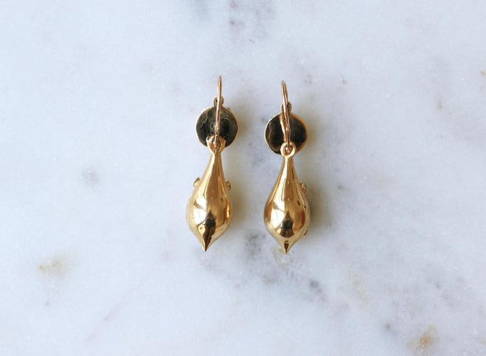 Boucles d'oreilles Boucles d'oreilles dormeuses XIXe en or jaune 18 ct et turquoises 58 Facettes