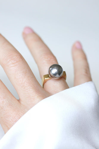 Bague 54 Dinh Van - Bague Boule en or jaune et hématite 58 Facettes