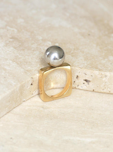 Bague 54 Dinh Van - Bague Boule en or jaune et hématite 58 Facettes